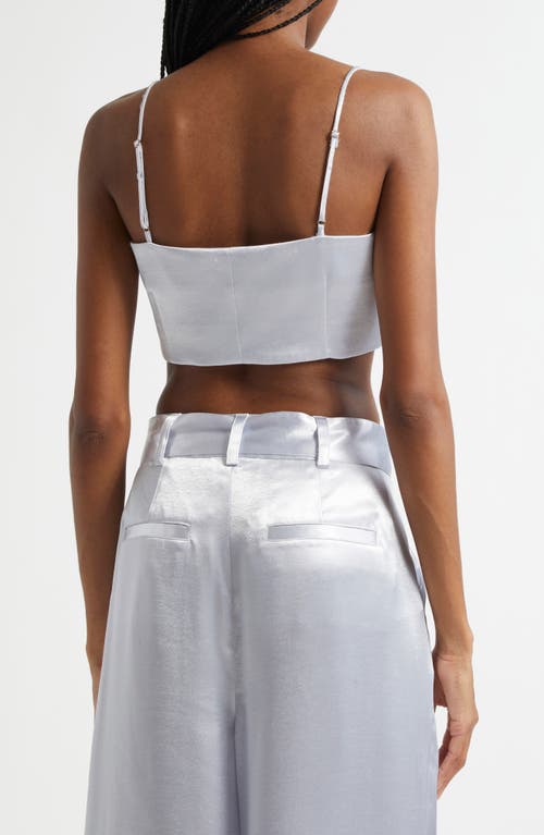 Cinq À Sept Cinq A Sept Nikki Hammered Satin Crop Top In Silver