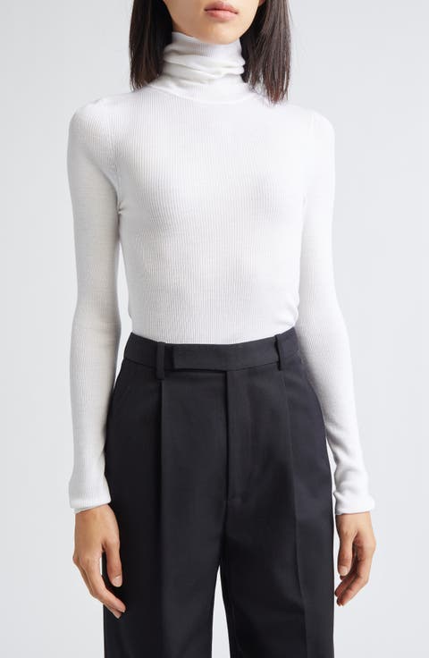 Wool Rib Turtleneck Top