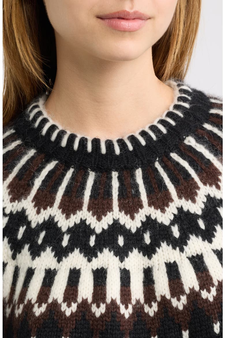 Field Fair Isle Crewneck Sweater, Alternate, color, BLACK ABERDEEN FAIR ISLE