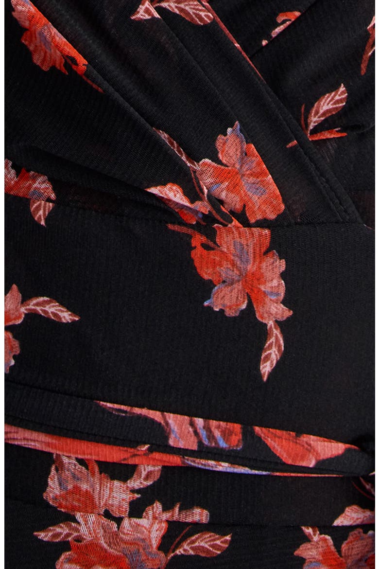 Carmen Floral Mesh Midi Dress, Alternate, color, IRIS FALLS MINI/ MID BLACK