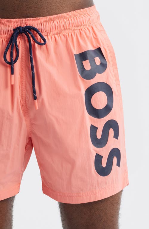 Hugo Boss Boss Octopus Swim Trunks In Orange