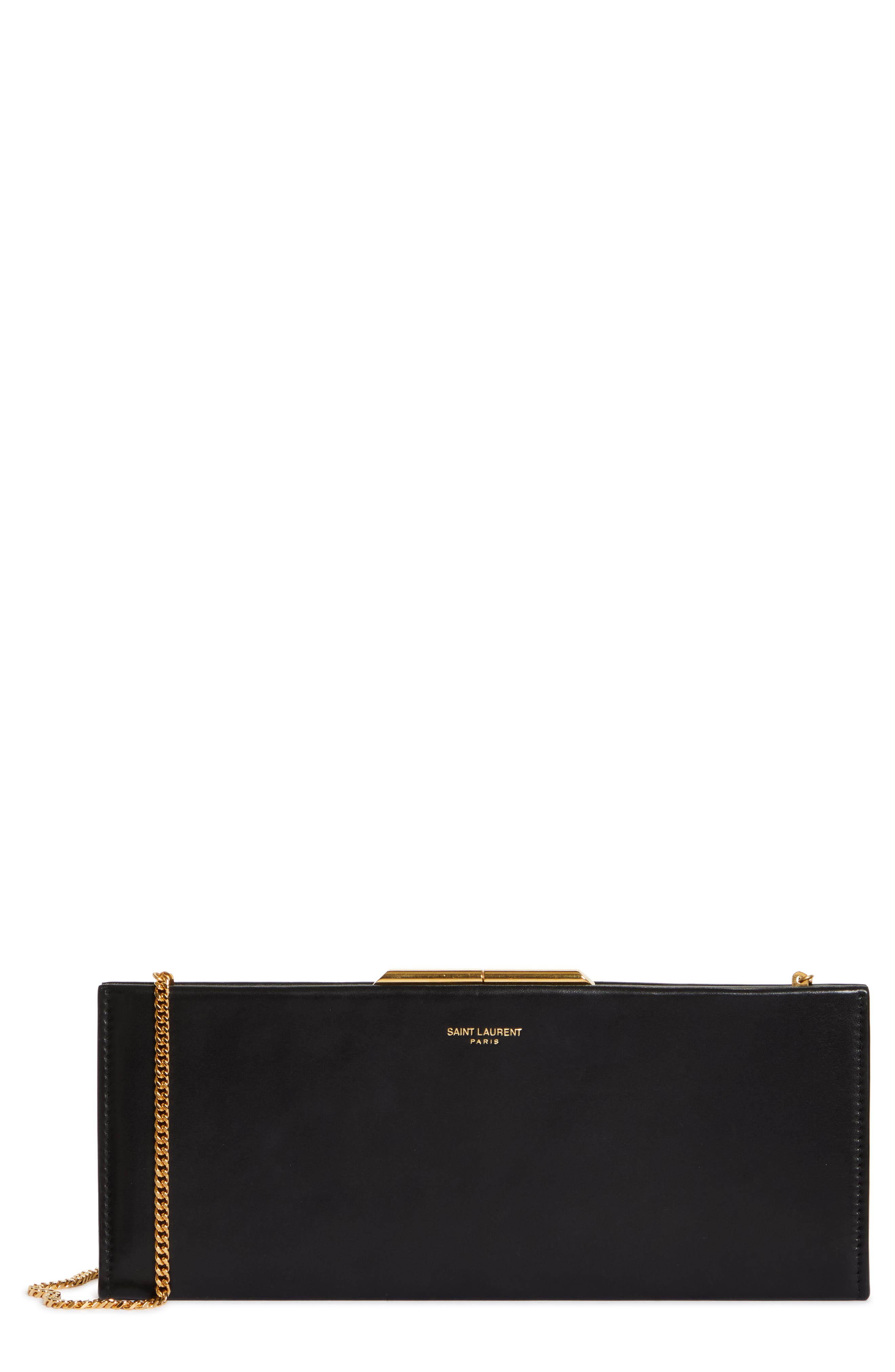 Saint Laurent Midnight Leather Clutch, Main, color, 