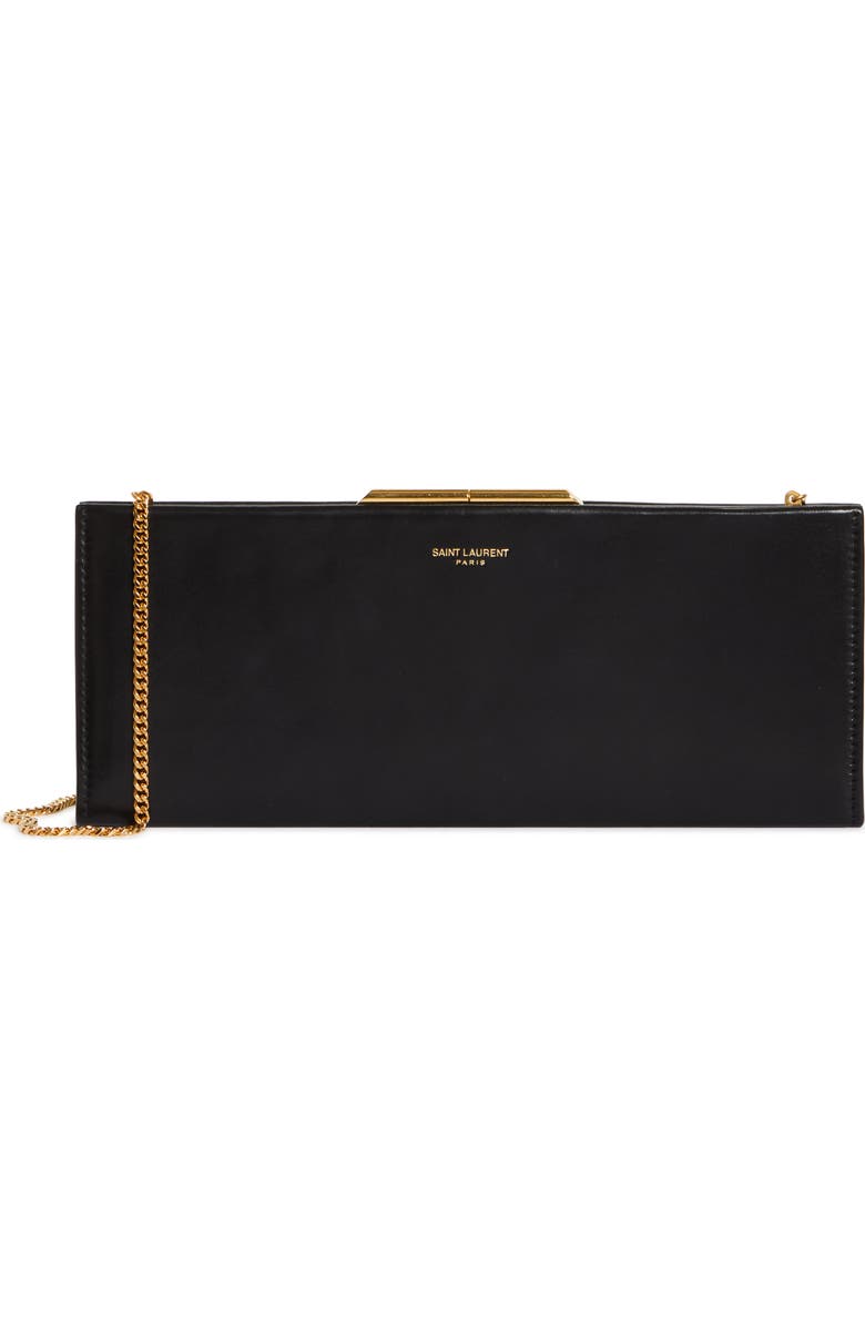 Saint Laurent Midnight Leather Clutch, Main, color,