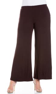 24seven Comfort Apparel Elastic Waist Flared Leg Palazzo Pants