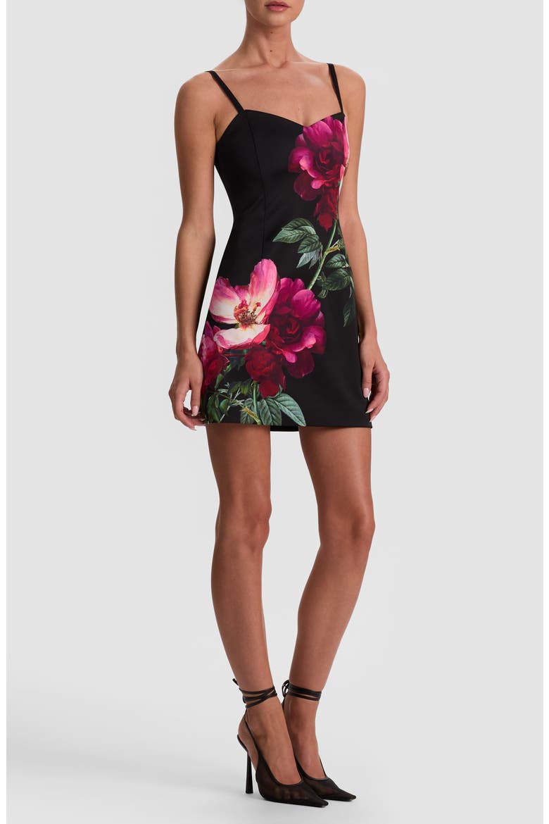Nina Placed Floral Minidress, Alternate, color, EMPRESS BLOOM BLACK