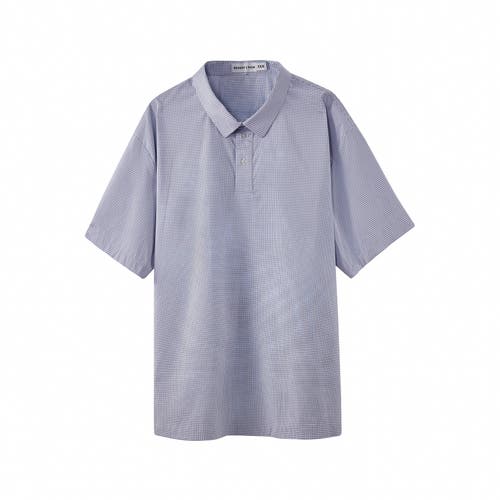 Regent Row Big And Tall Stanton Shirt Polo In White-blue-microcheck