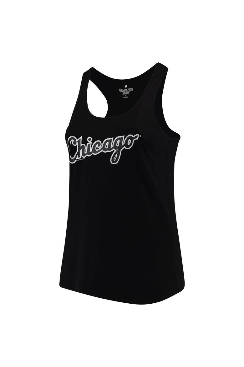 Women's Soft as a Grape Black Chicago White Sox Plus Size Swing for the Fences Racerback Tank Top, Main, color, Black