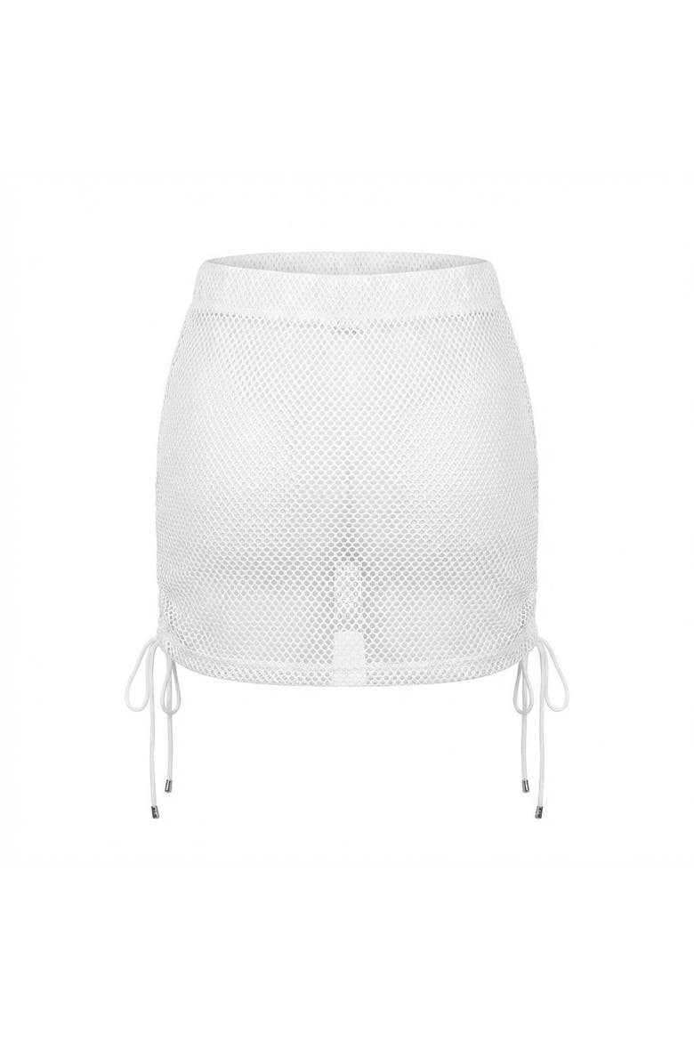 Alejandra Rhinestone Details Mesh Skirt, Alternate, color, White
