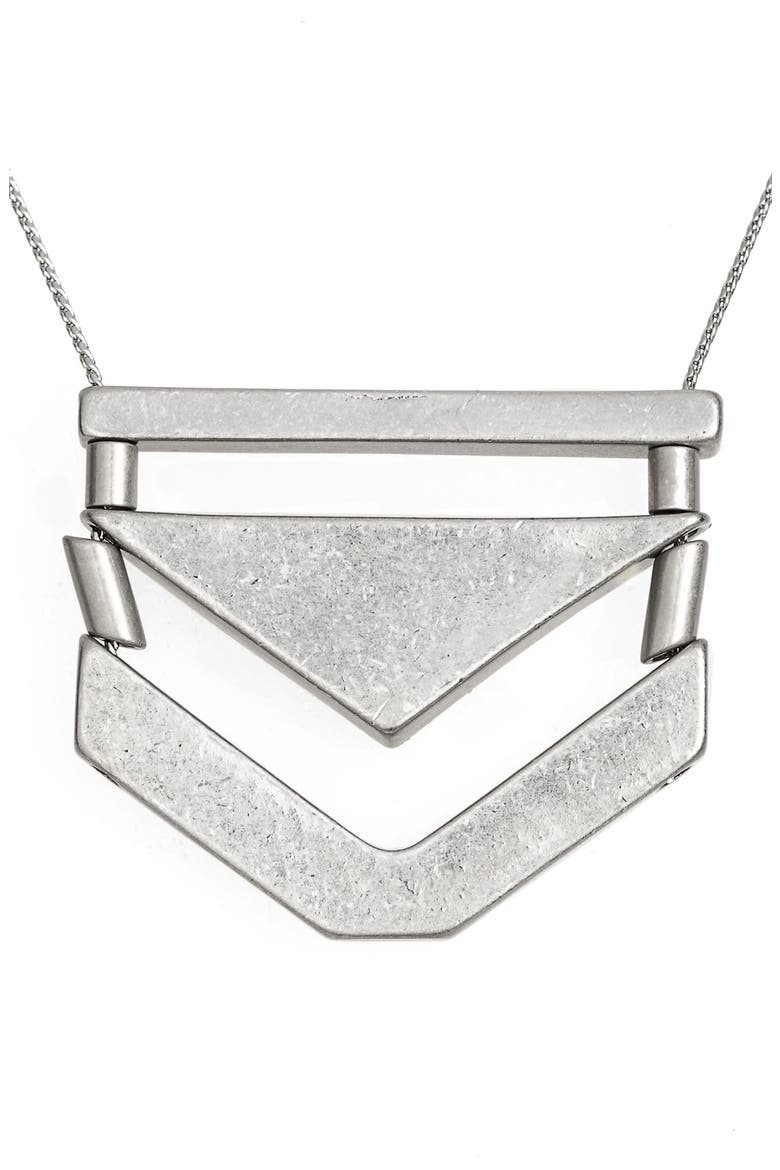 Chevron Pendant Necklace, Alternate, color, SILVER
