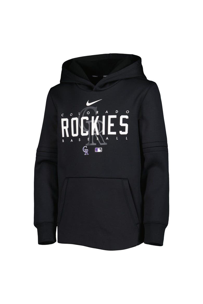 Youth Nike Black Colorado Rockies Pregame Performance Pullover Hoodie, Alternate, color, Black