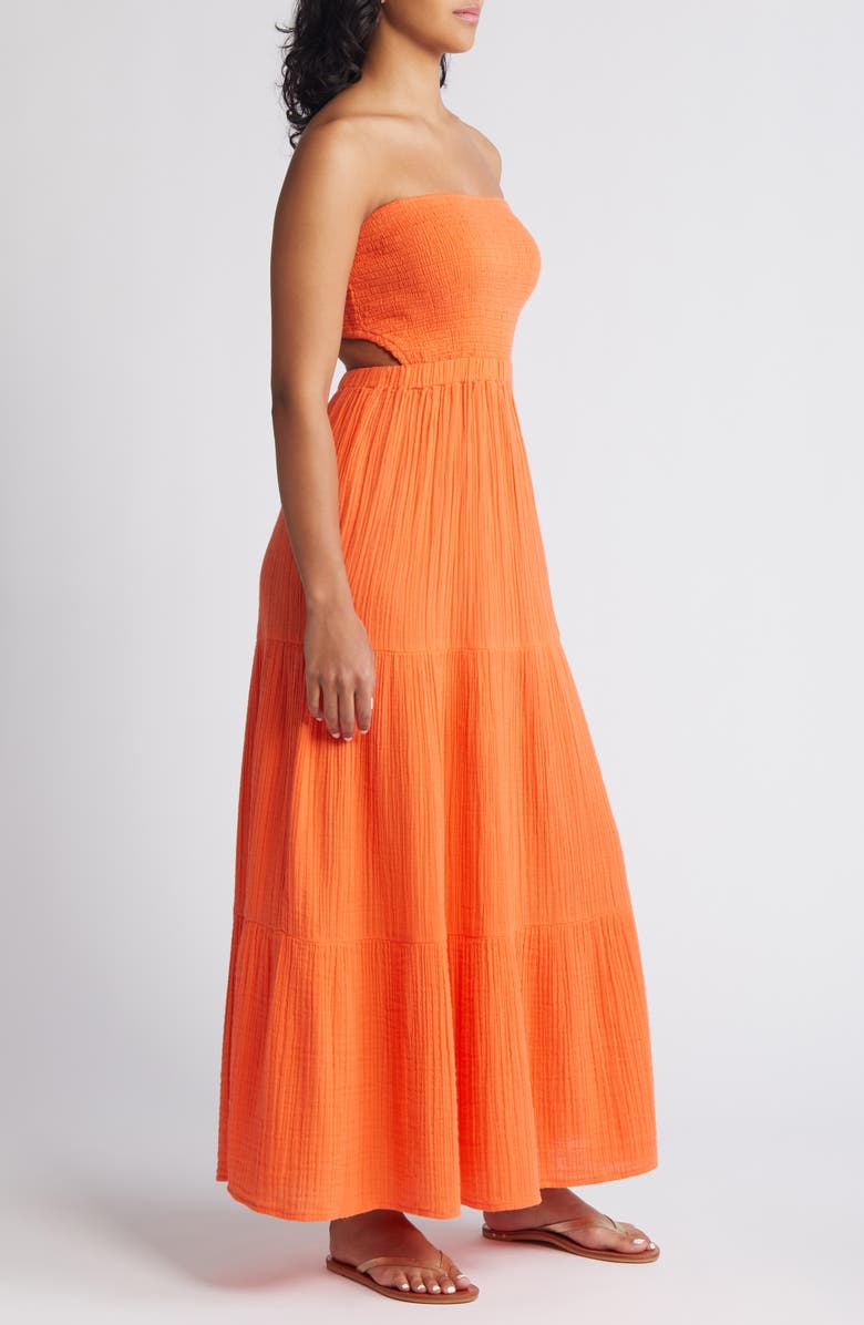 Rip Curl Premium Surf Strapless Cutout Maxi Dress, Alternate, color, Bright Orange