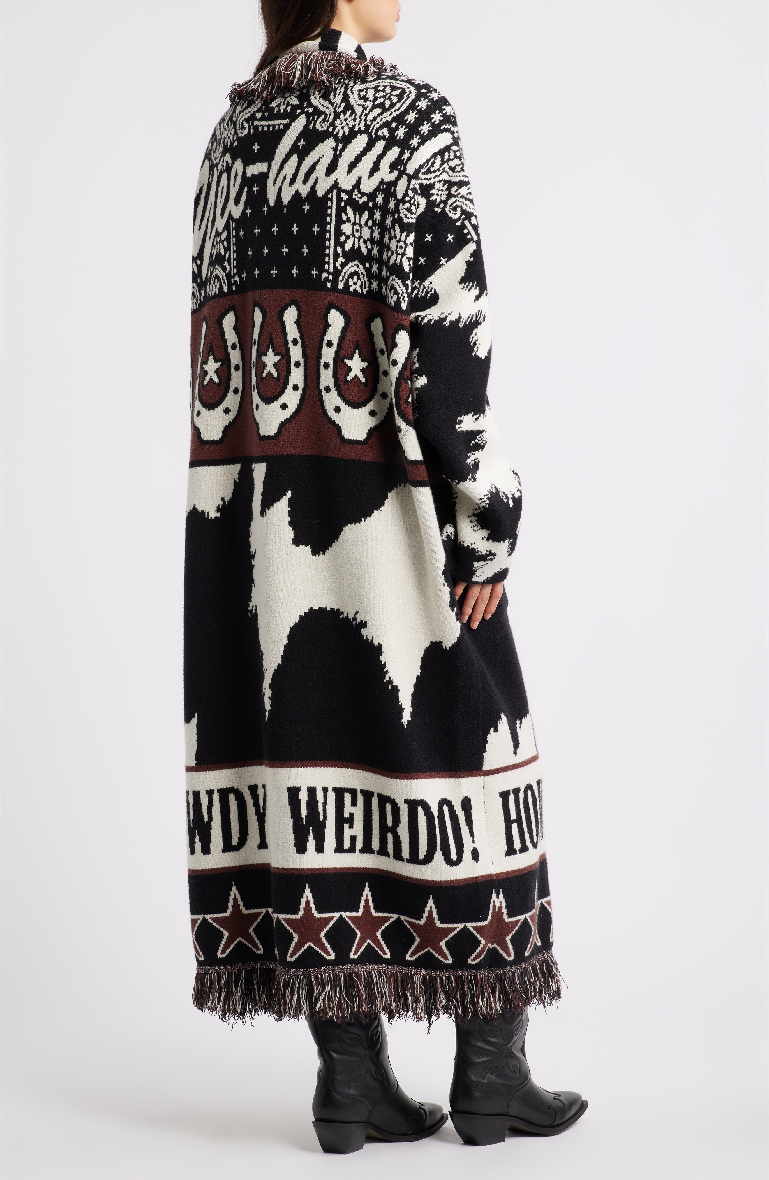 Howdy Cowboy Jacquard Longline Cardigan - image 2