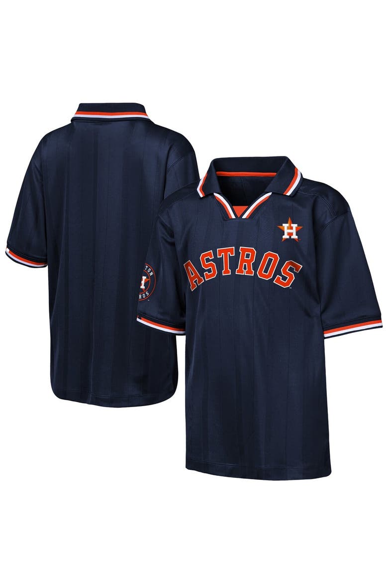 Youth Outerstuff Navy Houston Astros Y2 Tech Stadium Fashion Collar T-Shirt, Main, color, Navy