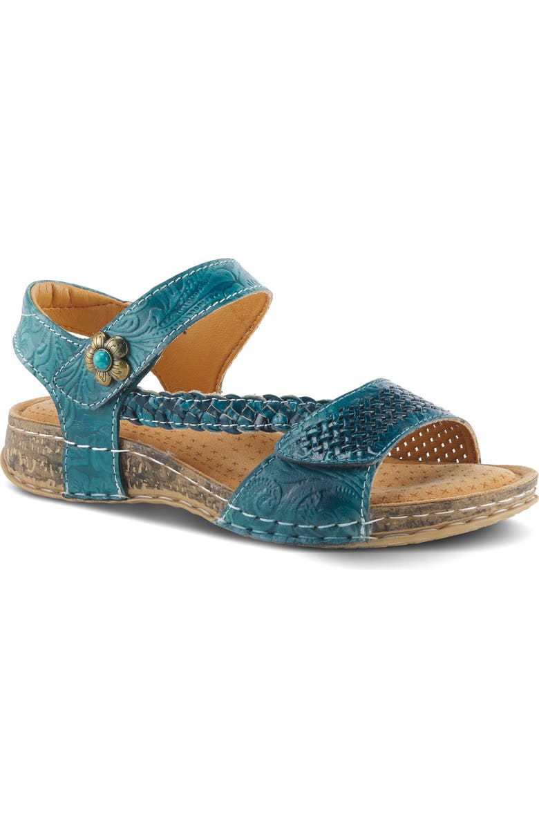 L'Artiste by Spring Step Popular Asymmetric Ankle Strap Sandal, Main, color, Blue