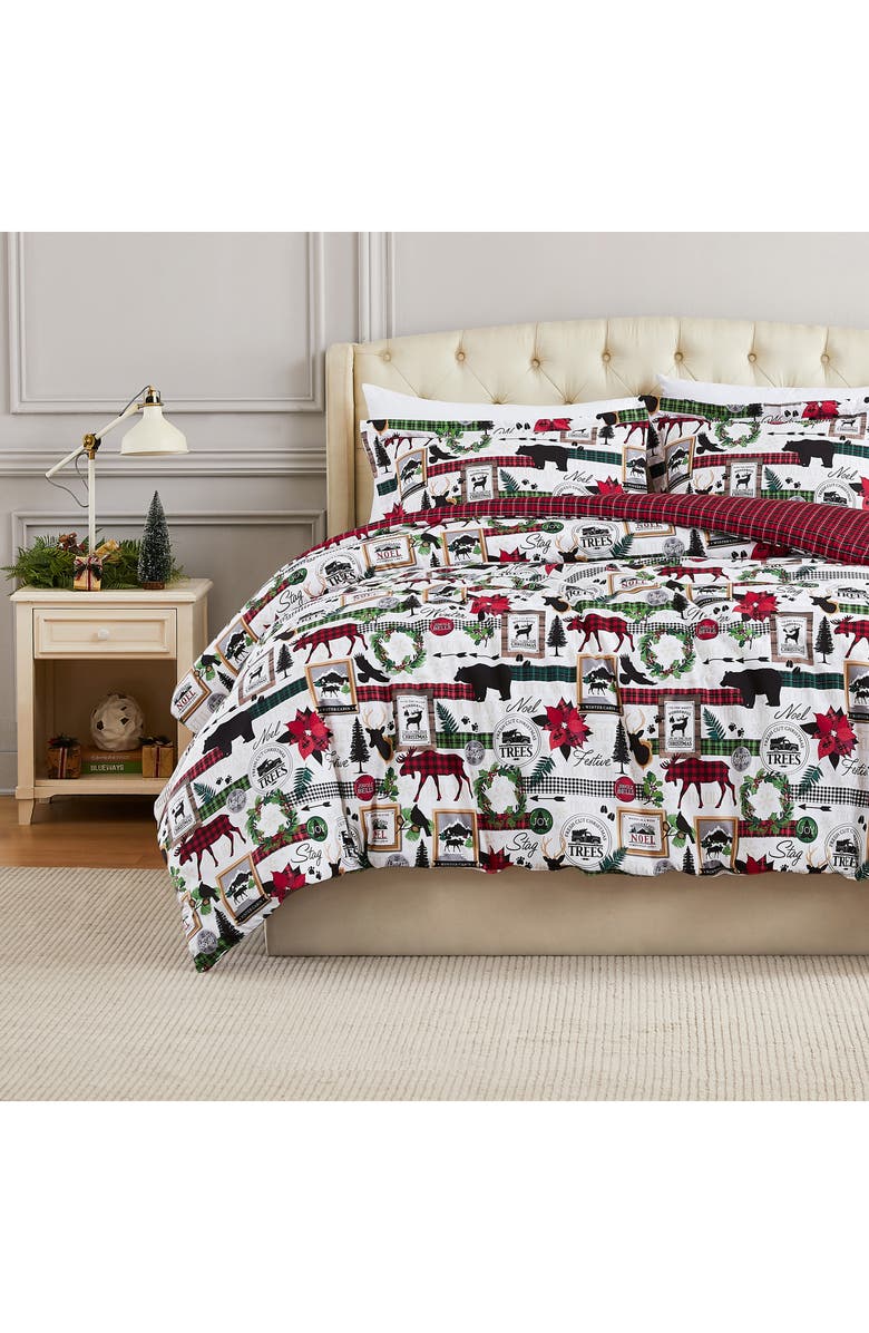 SOUTHSHORE FINE LINENS Merrytown Oversize Reversible Holiday Comforter Set, Alternate, color, Merry Town Christmas