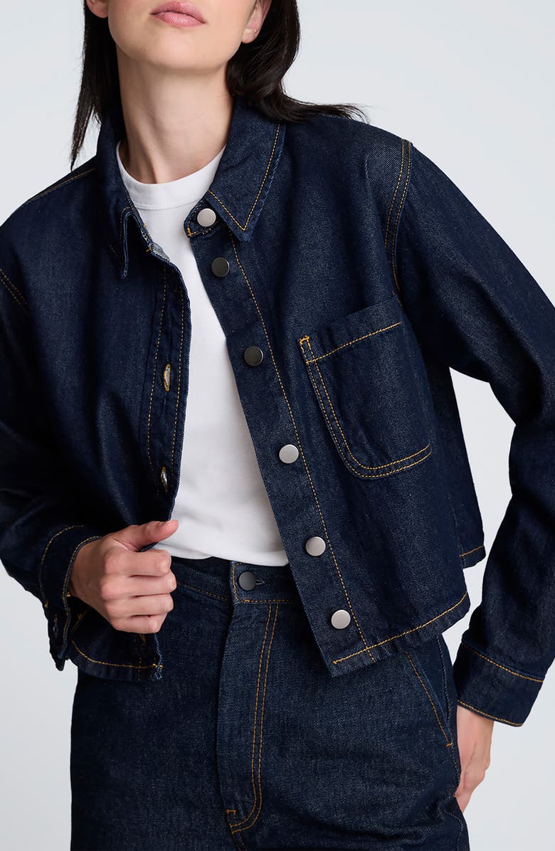 Kenneth Cole Crop Stretch Denim Shacket, Main, color,