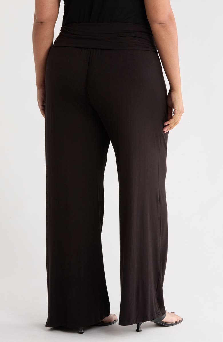 Renee C Foldover Jersey Wide Leg Pants, Alternate, color, Black