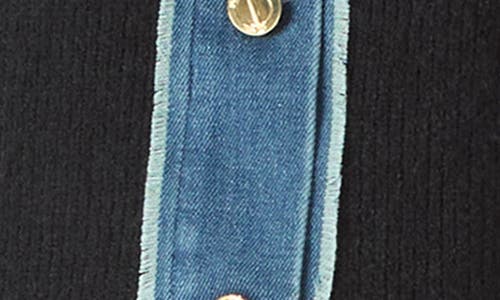 Do By Dee Ocleppo Michaela Denim Detail Cotton Blend Sweater In Black