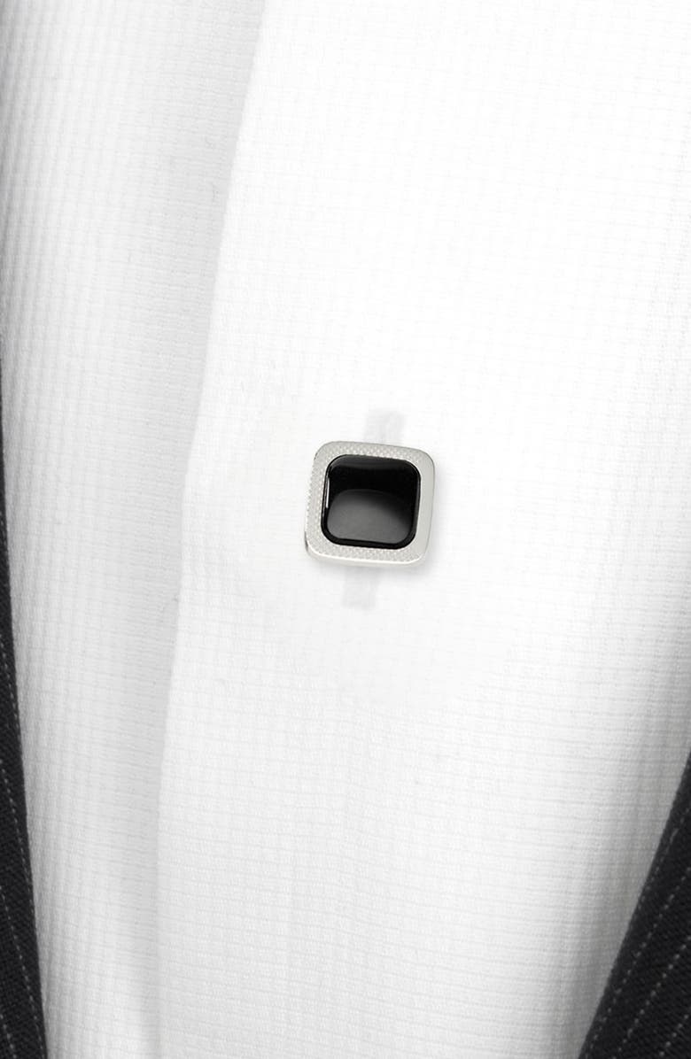 Cufflinks, Inc. Set of 4 Onyx Cushion Stainless Steel Studs, Alternate, color, Black