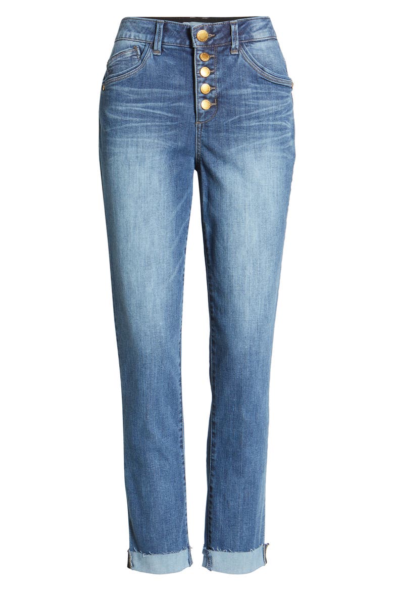 'Ab'Solution High Waist Ankle Straight Leg Jeans (Nordstrom Exclusive), Alternate, color, BLUE