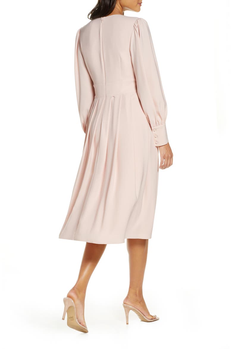 Long Sleeve Satin Midi Dress, Alternate, color, PINK SMOKE