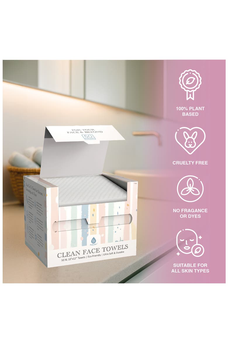 6-Pack Clean Facial Towels, Alternate, color, WHITE