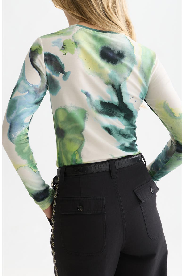 Print Long Sleeve T-Shirt, Alternate, color, WATERCOLOURFLOWER BALSAM GREEN