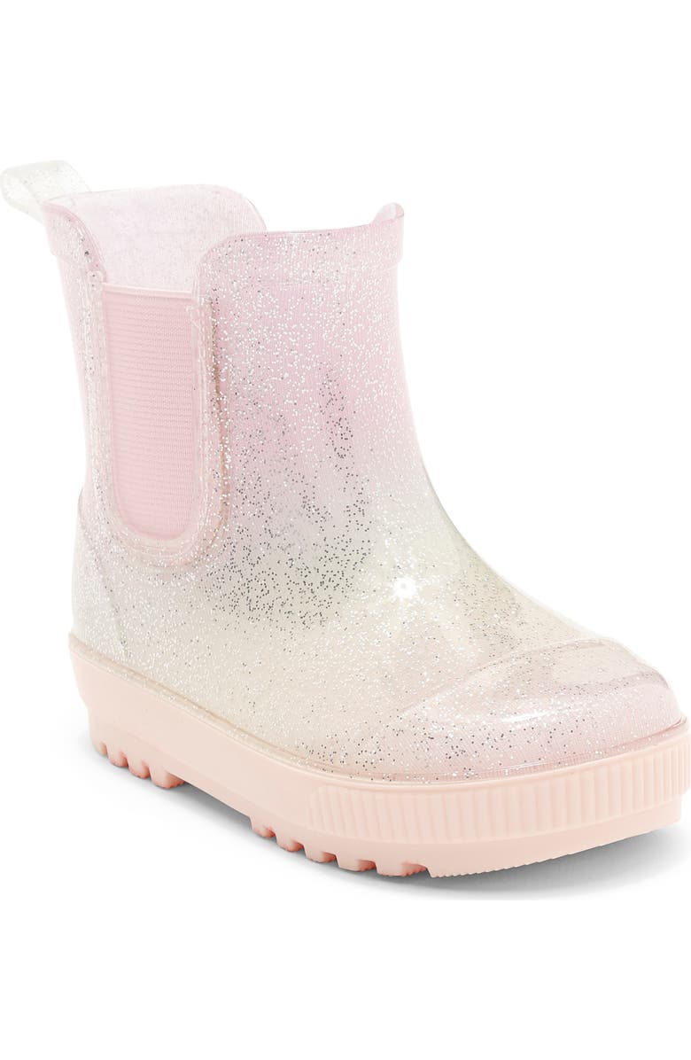 BEARPAW Kids' Pink Glitter Rain Boot, Main, color, Pink Glitter