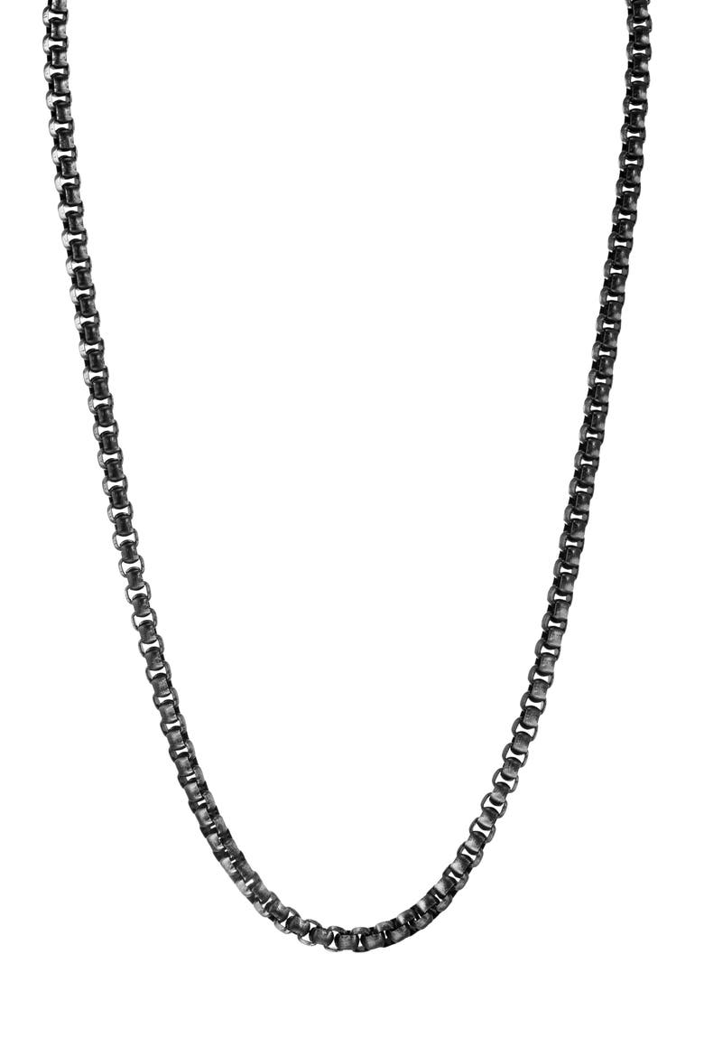 Men's Box Chain Necklace, Main, color, BLACK