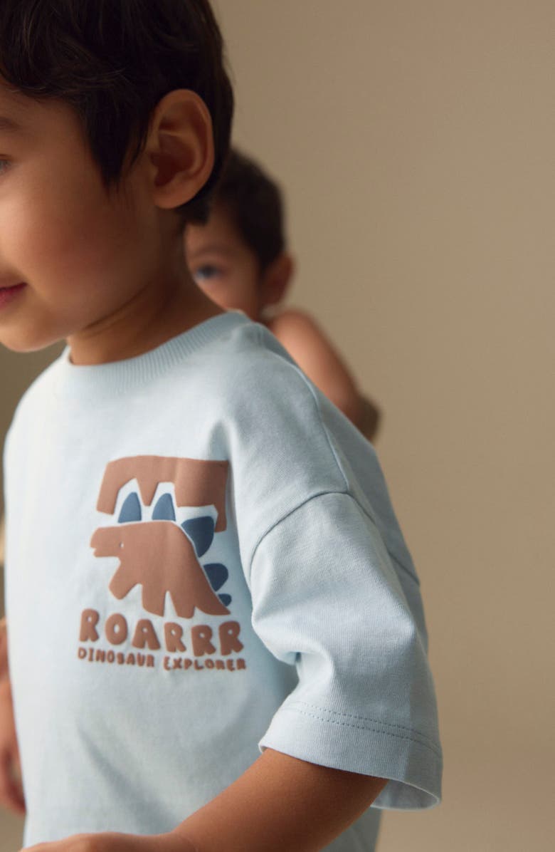 NEXT Kids' 4-Pack Dino Graphic T-Shirt & Assorted Shorts, Alternate, color, Blue Multi