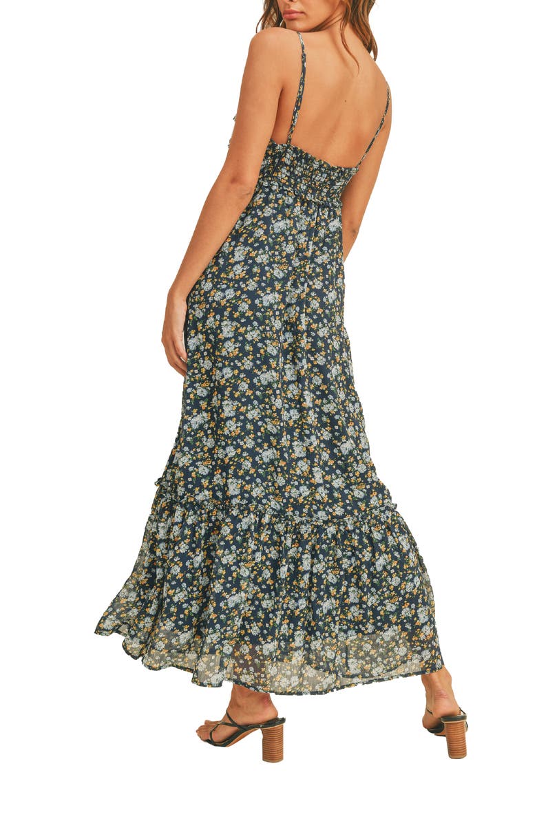 Lush Smocked Cami Floral Print Maxi Dress, Alternate, color, 