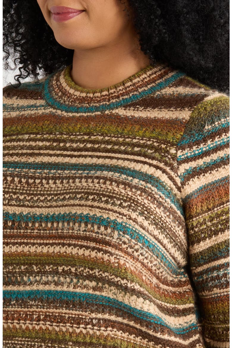 Striped Crewneck Sweater, Alternate, color, BROWN MULTI