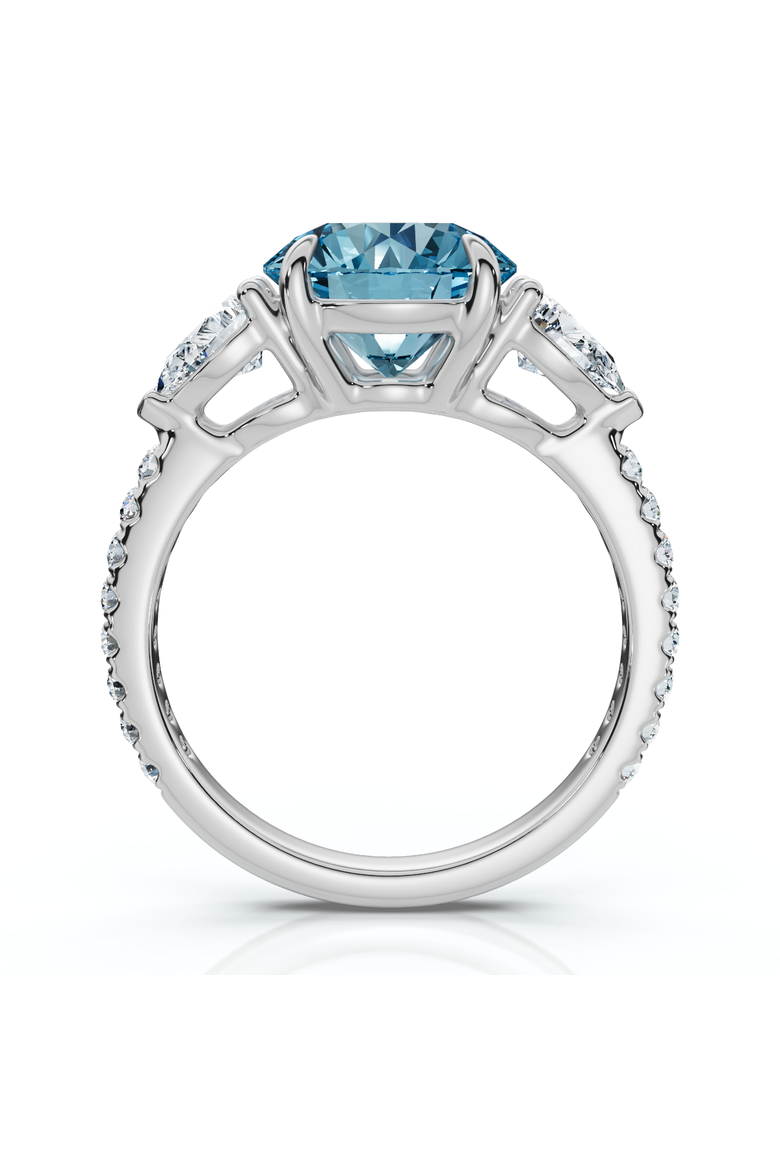 3 1/2Ct Fancy Blue Lab Grown Accent Diamond Engagement Ring 14k Gold, Alternate, color, 14k White Gold