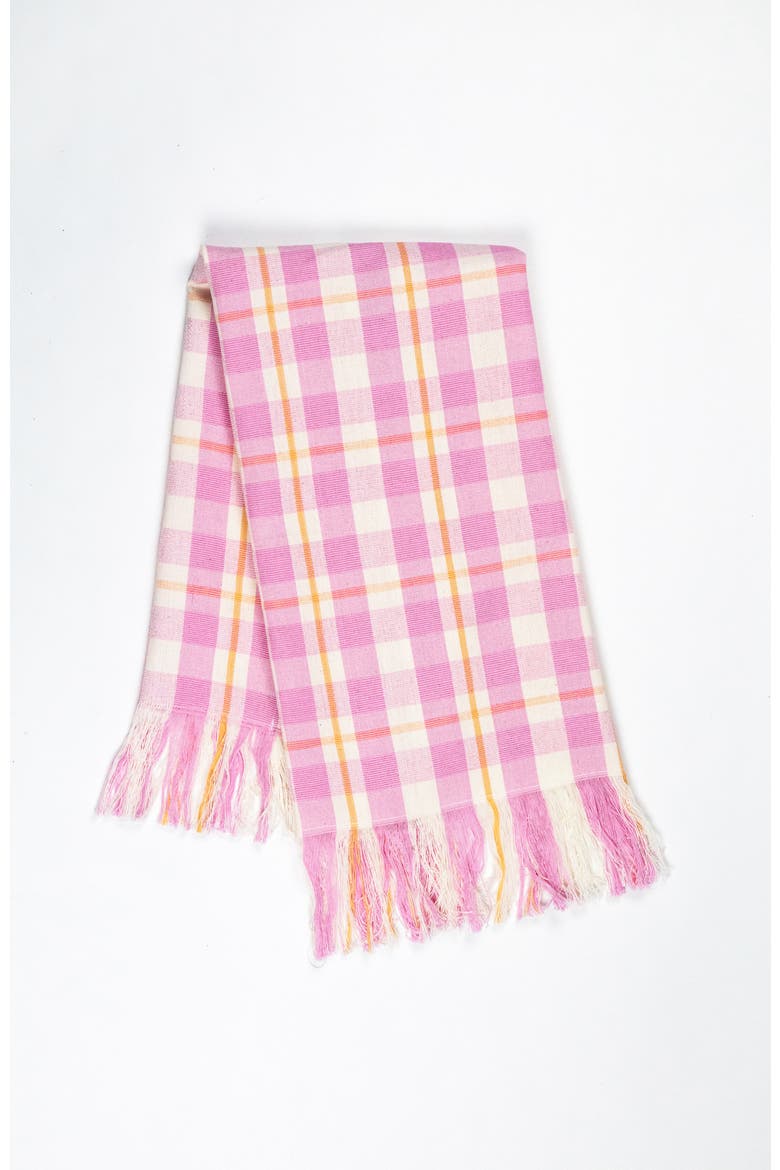 Handwoven Colorful Plaid Cotton Kitchen Towel, Main, color, Pink