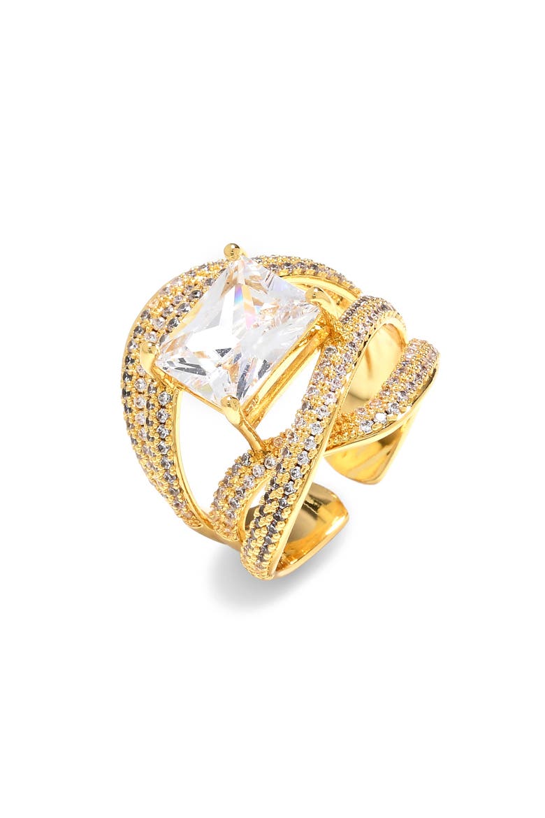Cubic Zirconia Statement Ring, Main, color, GOLD