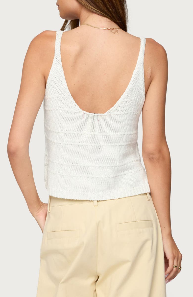 EDIKTED Mikinley Split Front Cotton Tank Top, Alternate, color, White