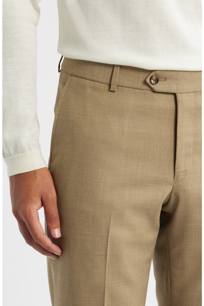 Flat Front Tan Super 120s Wool Dress Pants, Alternate, color, DARK TAN