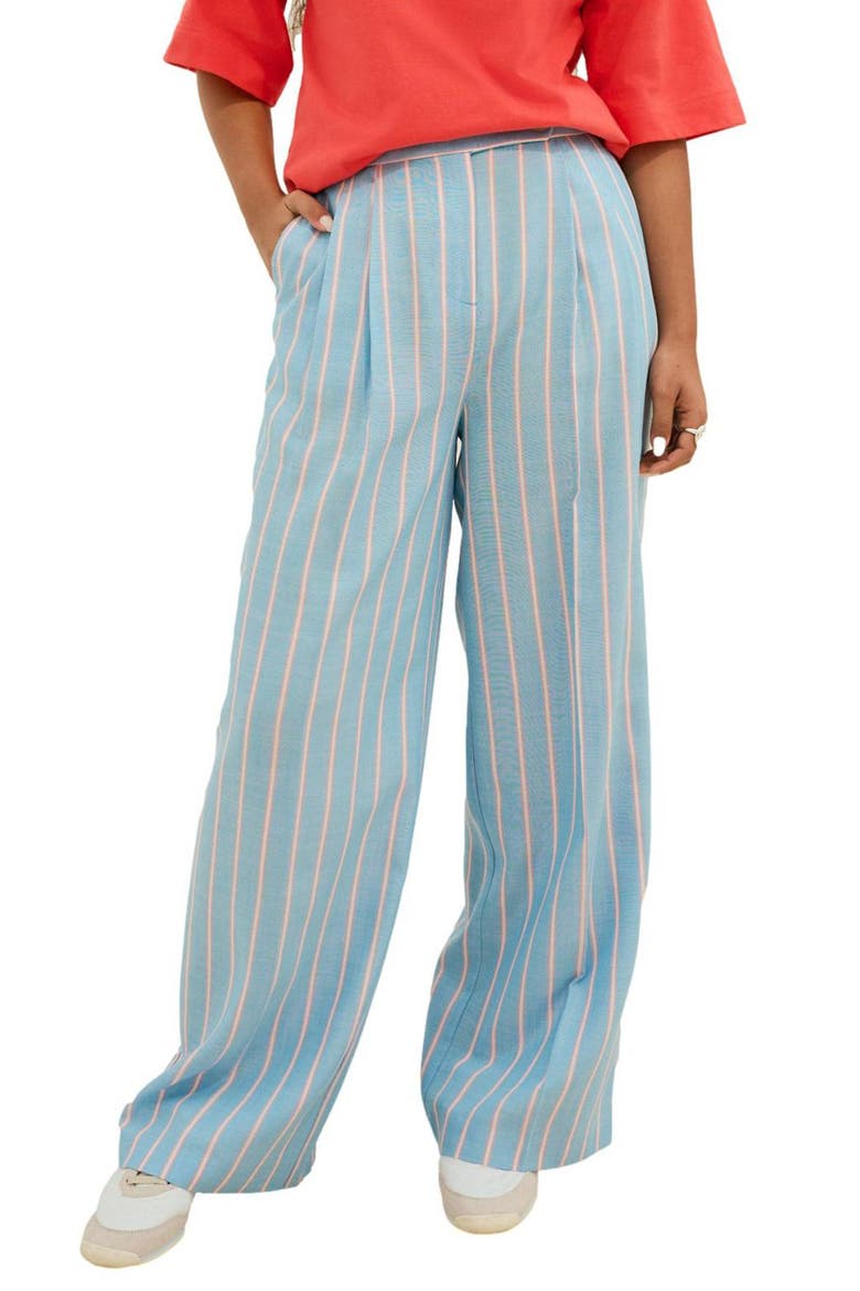 Stripe Wide Leg Pants, Main, color, BLUE
