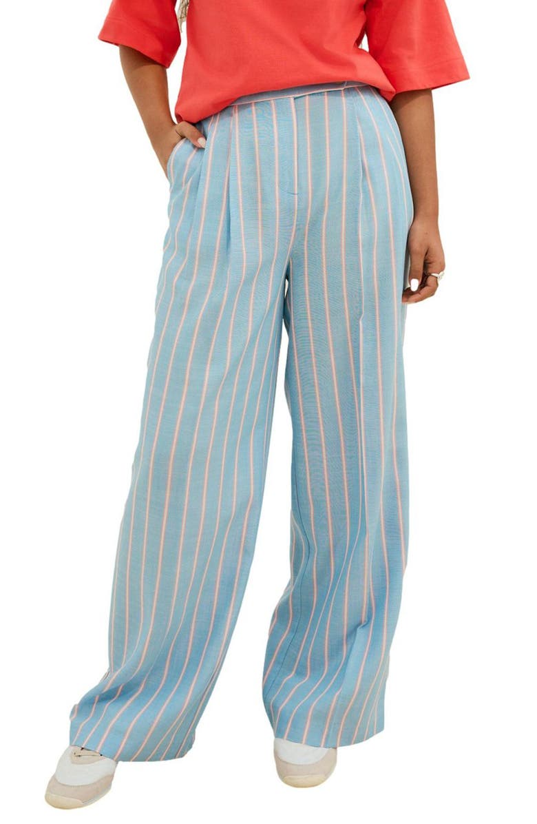 NEXT Stripe Wide Leg Pants, Main, color, Blue