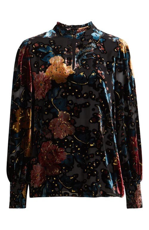 Elie Tahari The Ilana Floral Velvet Burnout Top In Multi