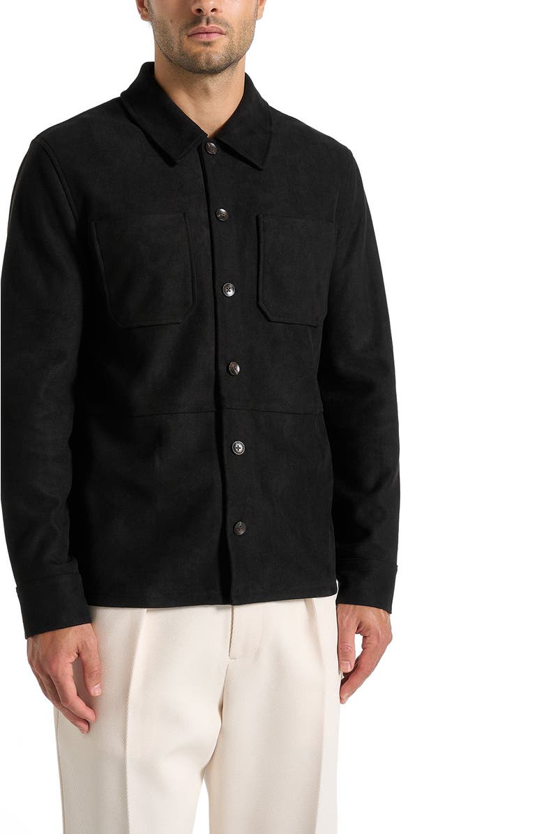 Manière De Voir Thomas Suede Long Sleeve Shirt, Alternate, color, Black
