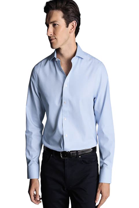 Non-Iron Clifton Weave Cutaway Slim Fit Shirt Single Cuff