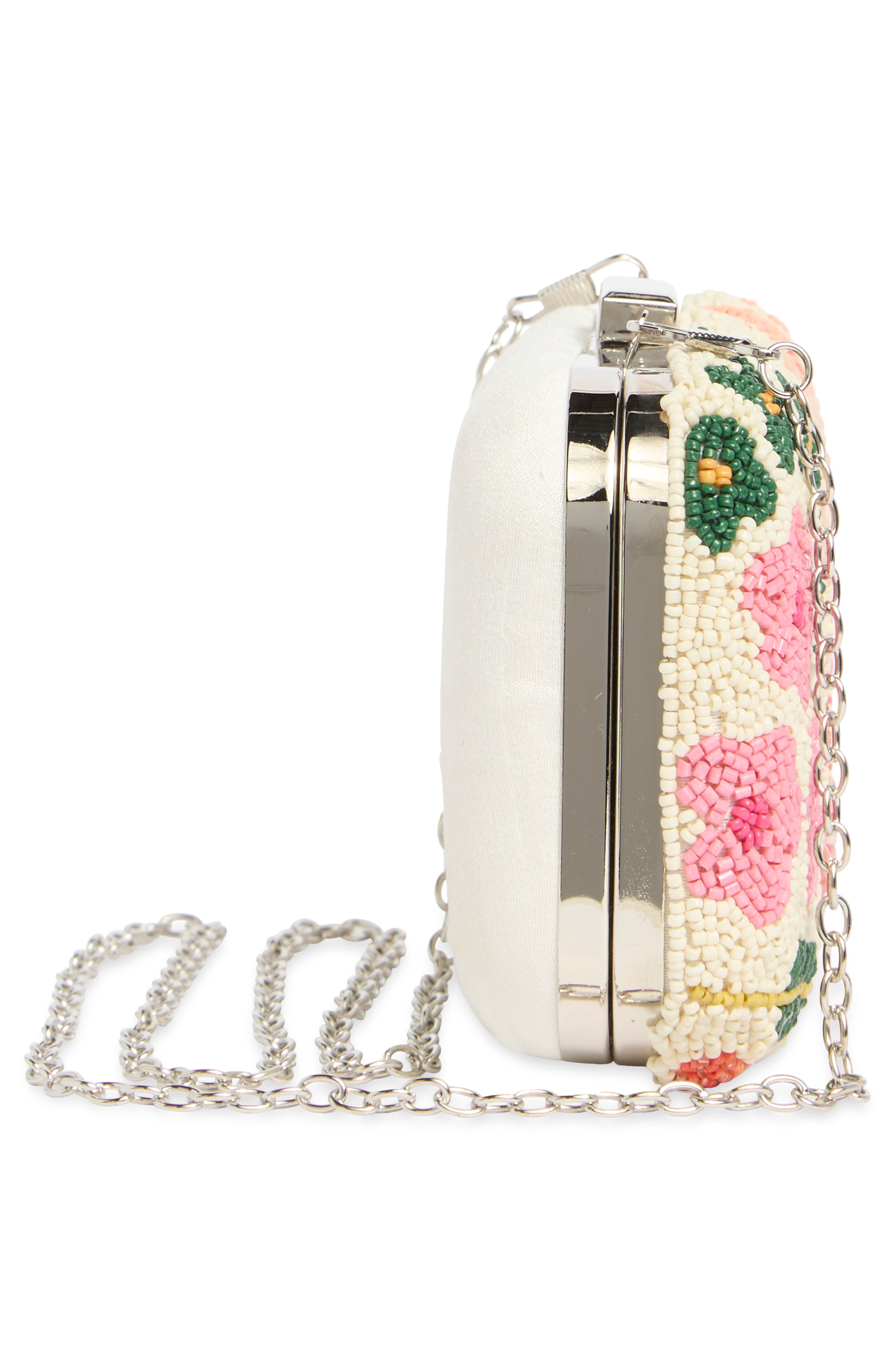 Beaded Floral Minaudiere, Alternate, color, IVORY MULTI