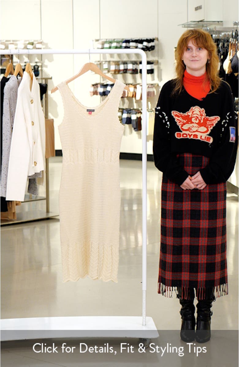 Sleeveless Scallop Hem Pointelle Cotton Sweater Dress, sales video thumbnail