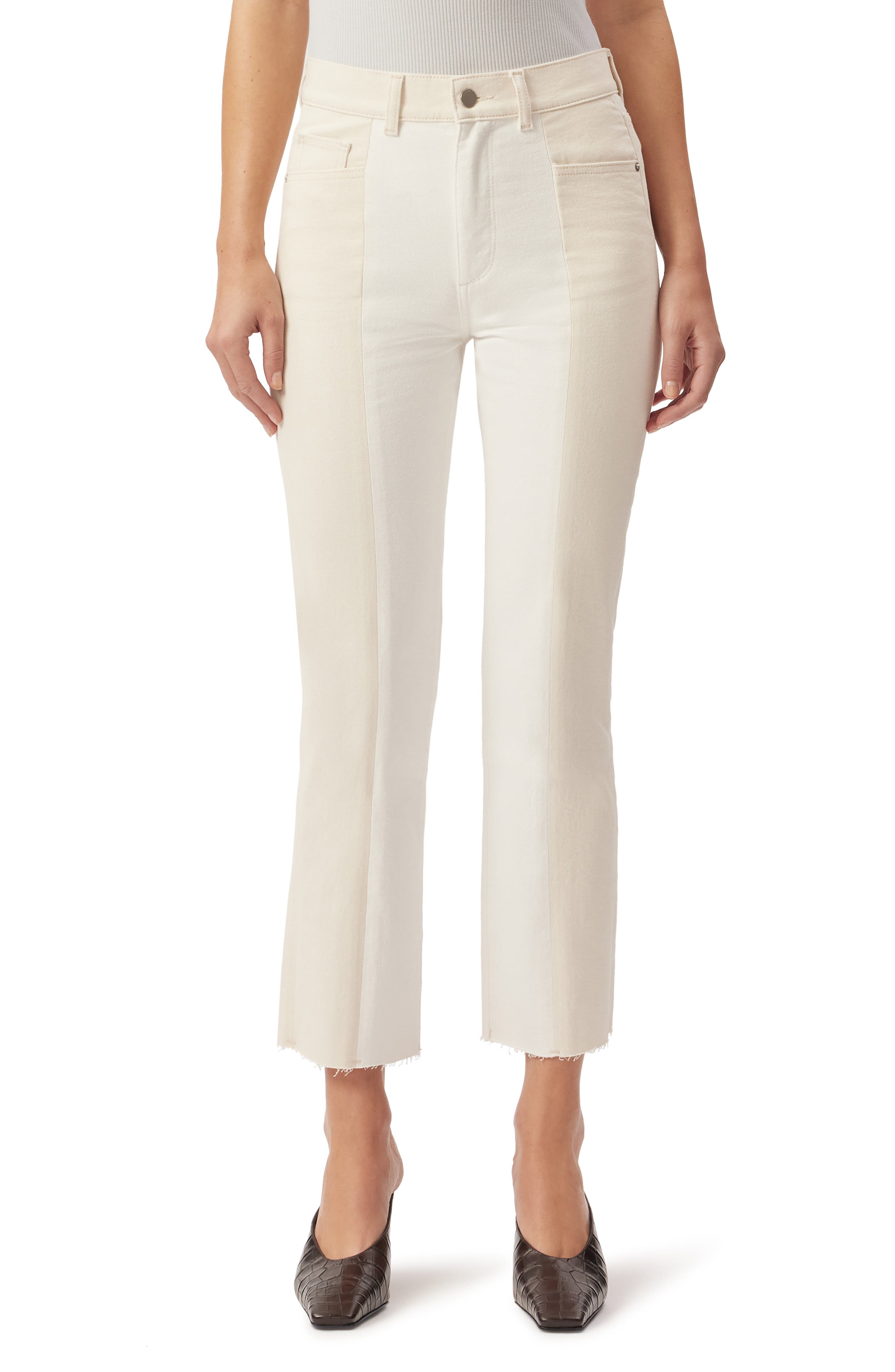 DL1961 Patti Frayed High Waist Ankle Straight Leg Jeans