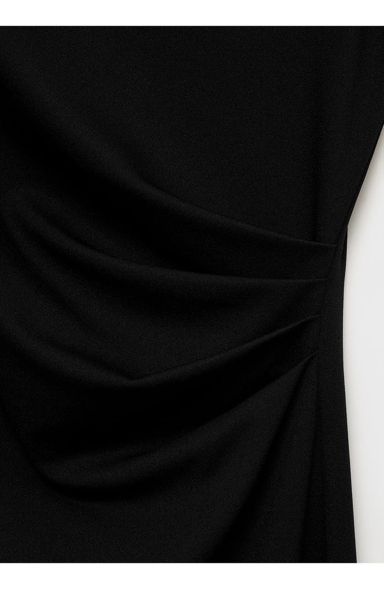 MANGO Drape Mock Neck Sleeveless Midi Dress, Alternate, color, Black