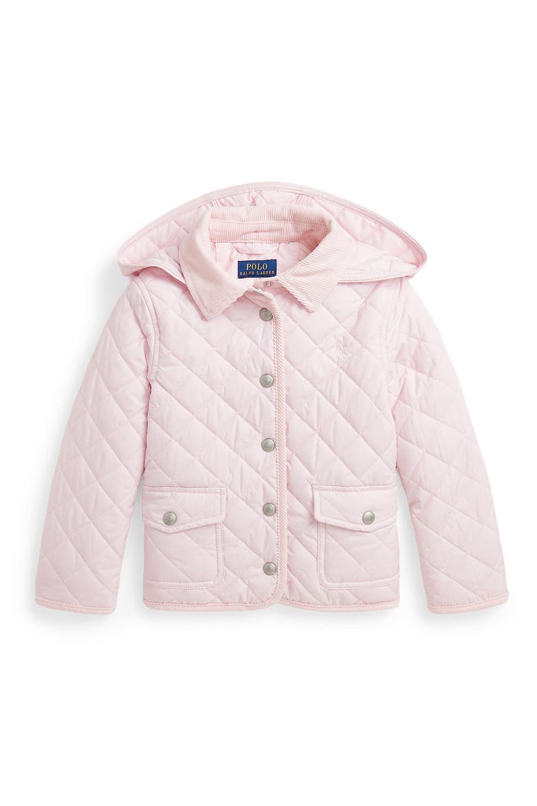 Kids' Quilted Jacket with Removable Hood, Main, color, PINK