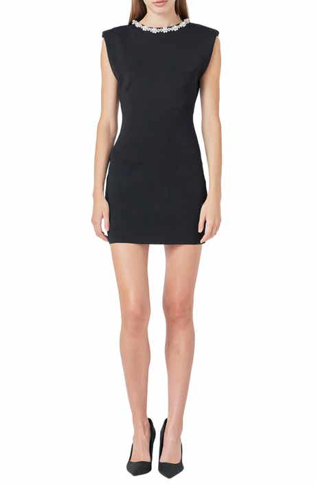 Endless Rose Embellished Padded Shoulder Minidress