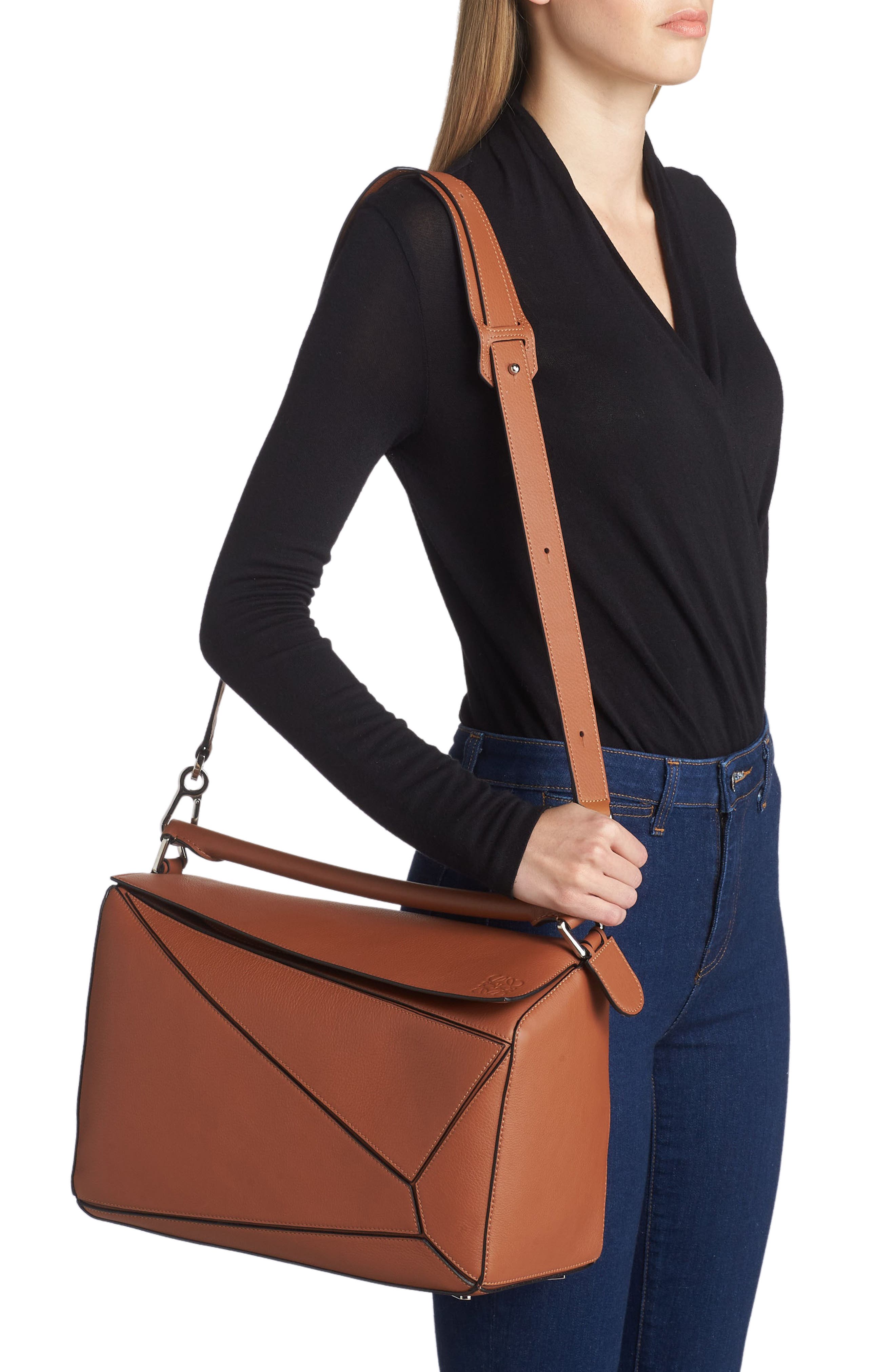 Loewe Large Puzzle Leather Shoulder Bag, Alternate, color, 