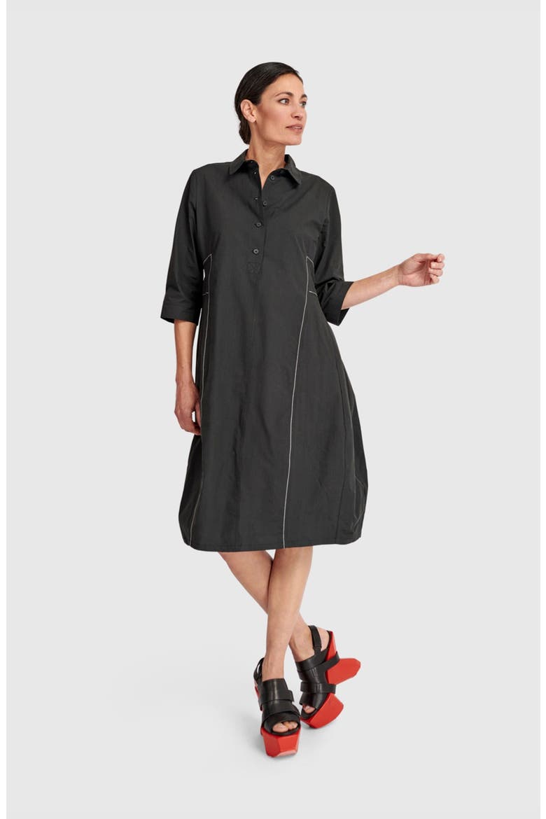 The Edit Cotton Shirtdress, Main, color, Black
